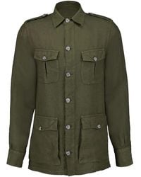 120% Lino - Cargo-Pockets Linen Shirt - Lyst