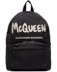 Alexander McQueen アレキサンダー・マックイーン Graffiti Metropolitan プリント バックパック - ブラック