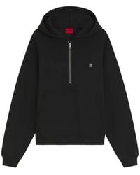 HUGO - Logo-Patch Half-Zip Hoodie - Lyst