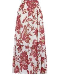 Etro - Wide Cotton Skirt With All-Over Floral Paisley Print - Lyst