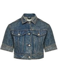 Magda Butrym - Cropped Short-Sleeve Denim Jacket - Lyst