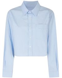 Alexander Wang - Embroidered-Logo Crop Shirt - Lyst