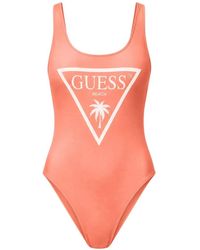 Guess - Logo-Print Scoop-Neck Swimsuit - Lyst