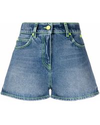 MSGM - Pantalones vaqueros cortos con costuras en contraste - Lyst