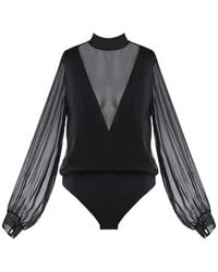 Aubade - Sheer-Panel Long-Sleeve Bodysuit - Lyst