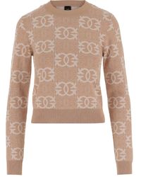 Pinko - Love Birds-Print Crew-Neck Sweater - Lyst