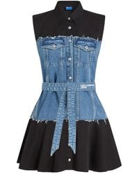 KARL LAGERFELD - Denim-Panelled Sleeveless Mini Dress - Lyst