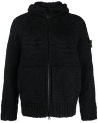Stone Island - Compass-patch Chunky-knit Hoodie - Lyst