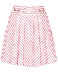 B+ AB Striped Pleated Mini Skirt - Pink