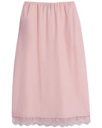 Simone Rocha - Negligee Midi-Rok Met Kanten Afwerking - Lyst