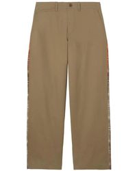Burberry - Tropical Gabardine And Check Chinos - Lyst
