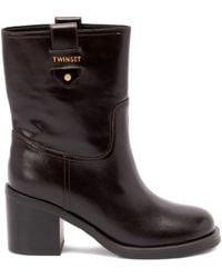 Twinset - Block-Heel Leather Boots - Lyst