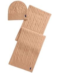 Polo Ralph Lauren - Cable-Knit Beanie Hat And Scarf Set - Lyst