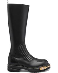 Thom Browne - Leather Moto Knee-High Boots - Lyst