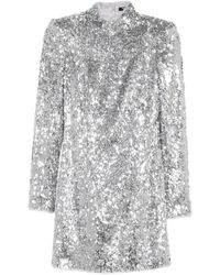Balmain - Sequin-Embellished High-Neck Mini Dress - Lyst