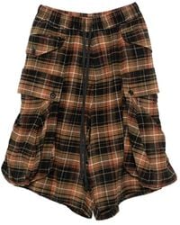 R13 - Check-Pattern Cargo Shorts - Lyst