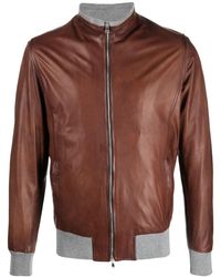 Barba Napoli - Zipped-up Fastening Leather Jacket - Lyst