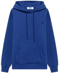 MSGM - Embroidered-Logo Pouch-Pocket Hoodie - Lyst
