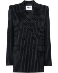 MSGM - Double-breasted Pinstripe Blazer - Lyst