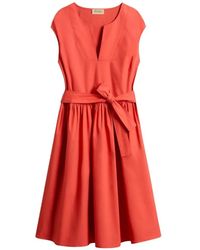 Woolrich - Belted Cotton-Poplin Dress - Lyst