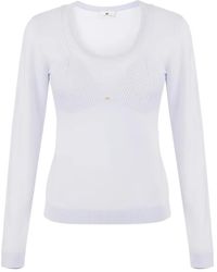 Elisabetta Franchi - Jewel-Logo Wool-Blend Top - Lyst