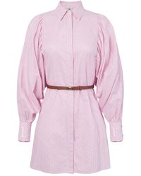 Elisabetta Franchi - Striped Long-Sleeved Shirt Mini Day Dress - Lyst