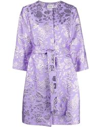 P.A.R.O.S.H. - Floral Metallic-jacquard Belted Coat - Lyst
