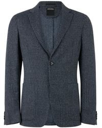 ZEGNA - Blazer Texturé À Simple Boutonnage - Lyst