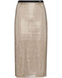 Prada - Rhinestone-embellished Mesh Midi Skirt - Lyst
