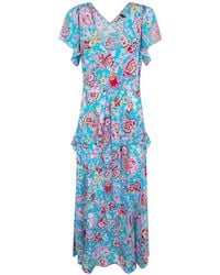 RIXO London - Floral-Print V-Neck Dress - Lyst