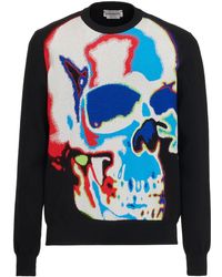 Alexander McQueen - Skull Graffiti Intarsia-knit Sweater - Lyst