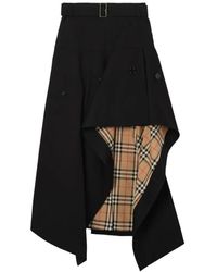 Burberry - Asymmetric Belted Midi Skirt - Lyst