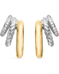 David Yurman - 18Kt And Sterling Dy Mercer Multi Diamond Hoop Earrings (21Mm) - Lyst