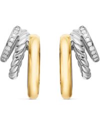 David Yurman - 18Kt Geelgouden En Sterling Zilveren Dy Mercer Multi Oorringen Met Diamant (21 Mm) - Lyst