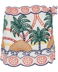FARM Rio - Skirt With Side Knot Closure And All-Over Tropical Embroidery - Lyst