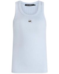 KARL LAGERFELD - Ikonik-Patch Ribbed Tank Top - Lyst