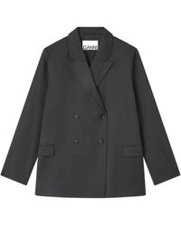 Ganni - Calendered Double-Breasted Blazer - Lyst