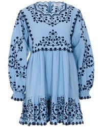 Sea - Embroidered Long-Sleeve Mini Dress - Lyst