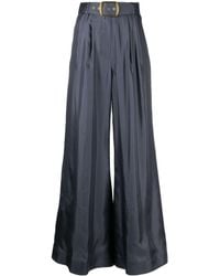 Zimmermann - Lyrical Belted Wide-leg Silk Trousers - Lyst