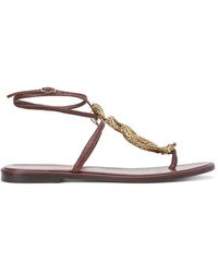 Roberto Cavalli - Snake-Motif Flat Sandals - Lyst