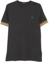 Fred Perry - Embroidered-Logo Tipped-Cuff T-Shirt - Lyst