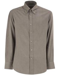 Brunello Cucinelli - Chemise Boutonnée À Plis - Lyst