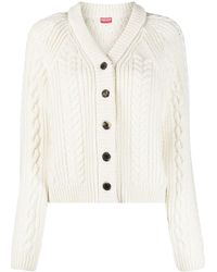 KENZO - Cable-knit V-neck Cardigan - Lyst