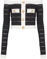 Balmain - Off-Shoulder Knitted Top - Lyst