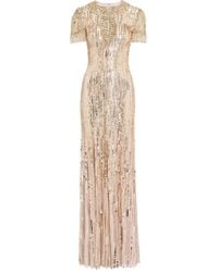 Jenny Packham - Nova Sequin-Embellished Keyhole-Neck Maxi Dress - Lyst