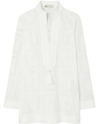 Tory Burch - 'Tory' Tunic With Embroideries And Tassel - Lyst