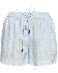 McQueen - Skull-Print Drawstring Shorts - Lyst
