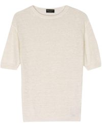 Dell'Oglio - Lochstrick-T-Shirt mit Rundhalsausschnitt - Lyst
