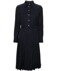 Thom Browne - Pleated Flannel Midi Shirt Dress - Lyst