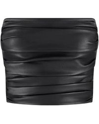 Manière De Voir - Pleated Bandeau Leather Corset Top - Lyst
